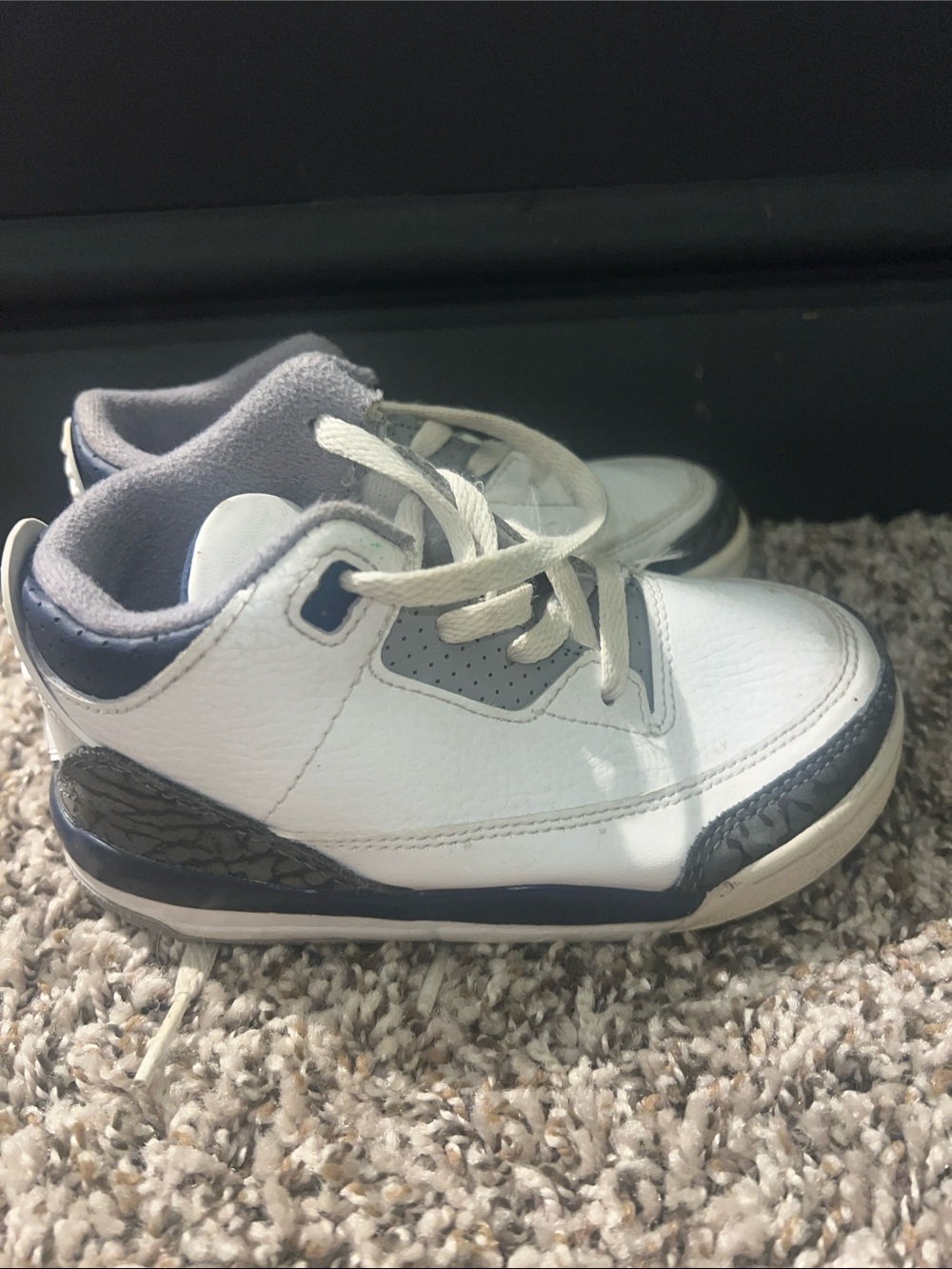 Jordan Kids White and Navy High-Top Sneakers